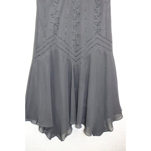 SL Fashions Vtg. Chiffon Beaded Midi Dress-Size 12-Dark Romantic-Fairycore - Picture 2 of 13